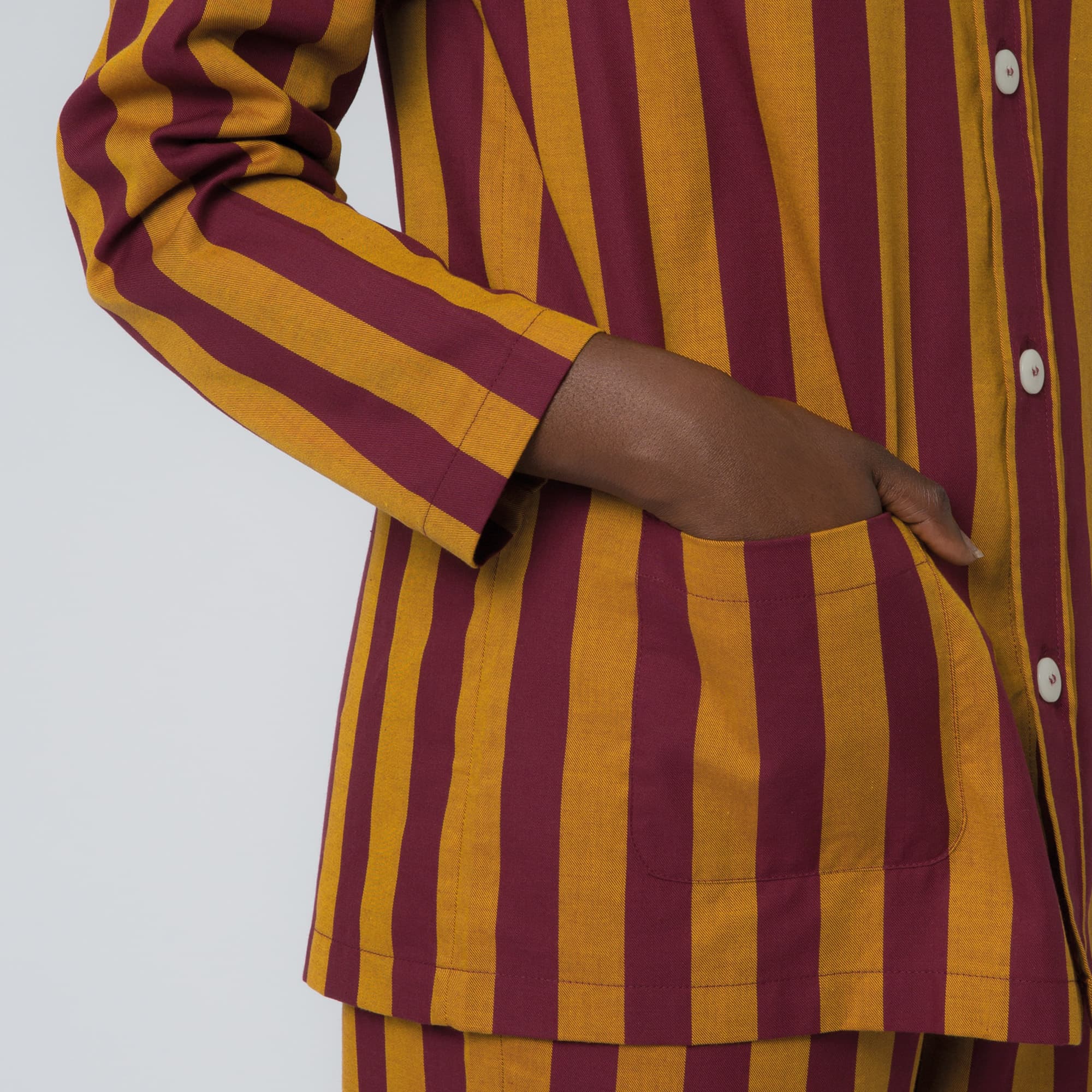 Uno Stripe - Wide legs - Cabernet & Yellow